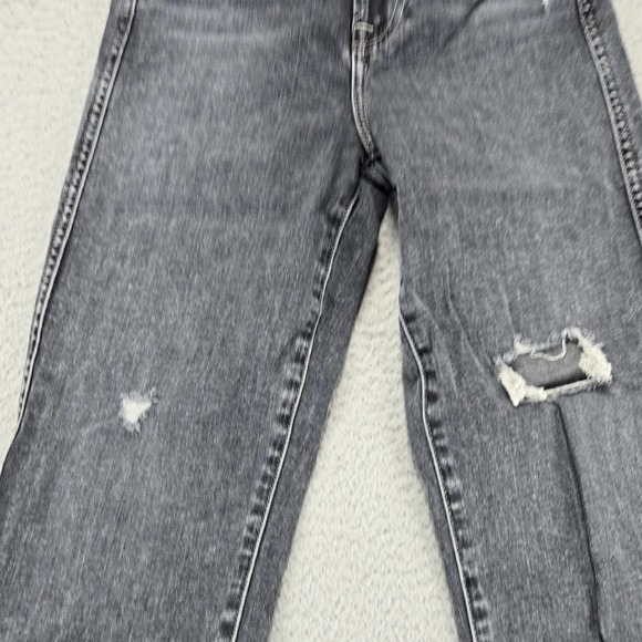 7 For All Mankind High Waist Cropped Straight Jeans Womens 25‎ Gray Distressed - Picture 5 of 15